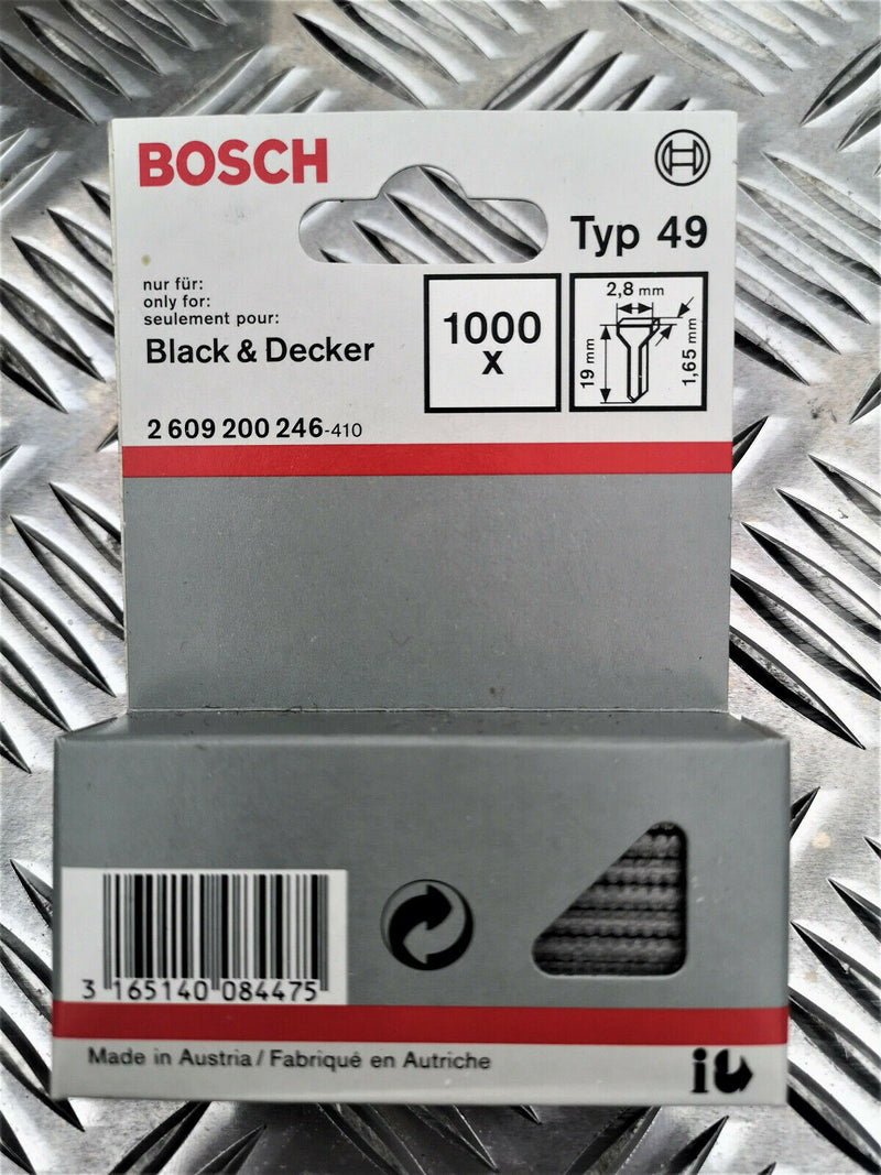 1000 Bosch Tackerstift Nagel Typ 49 2,8 x 1,65 x 19 mm 2609 200 246 2609255816