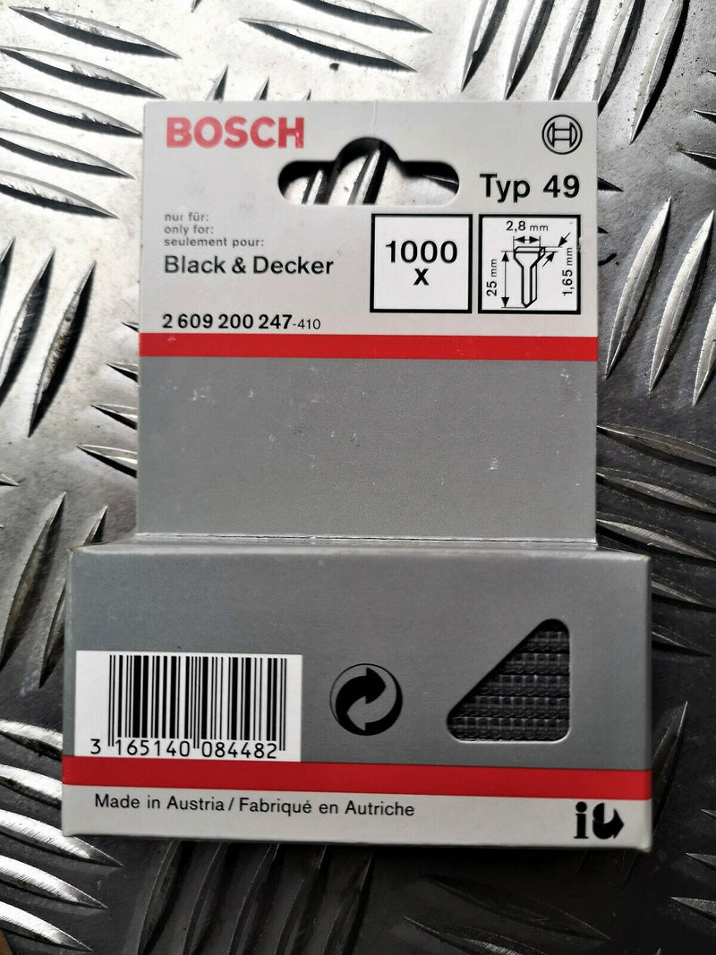 1000 Bosch Tackerstift Typ 49 2,8 x 1,65 x 25 mm 2 609 200 247 2609255817