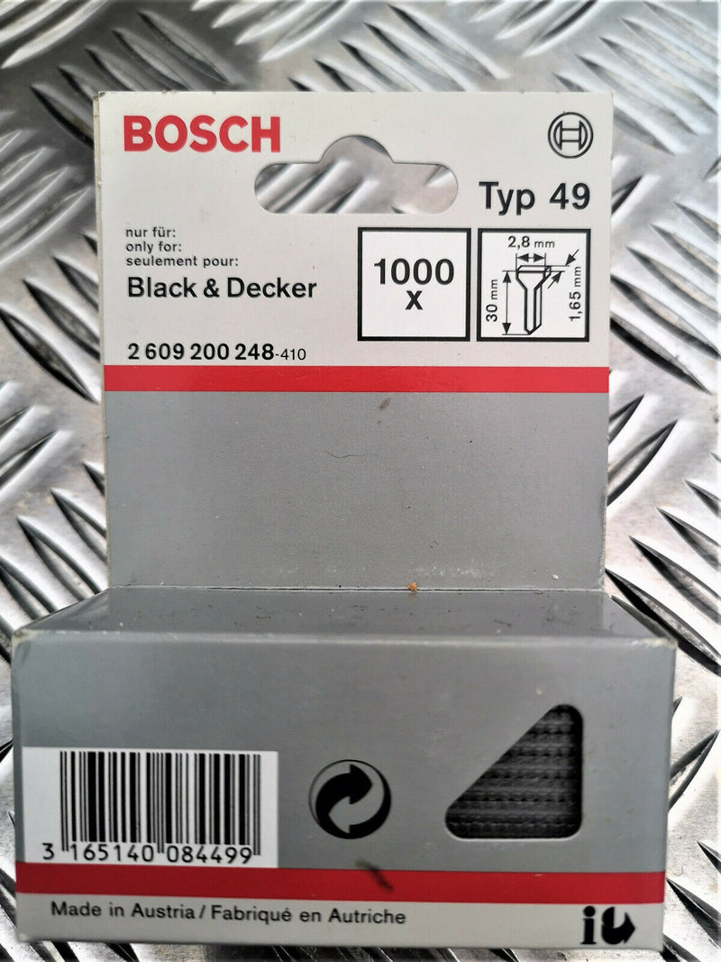 1000 Bosch Tackerstift Nagel Typ 49 2,8 x 1,65 x 30 mm 2609 200 248 2609255818