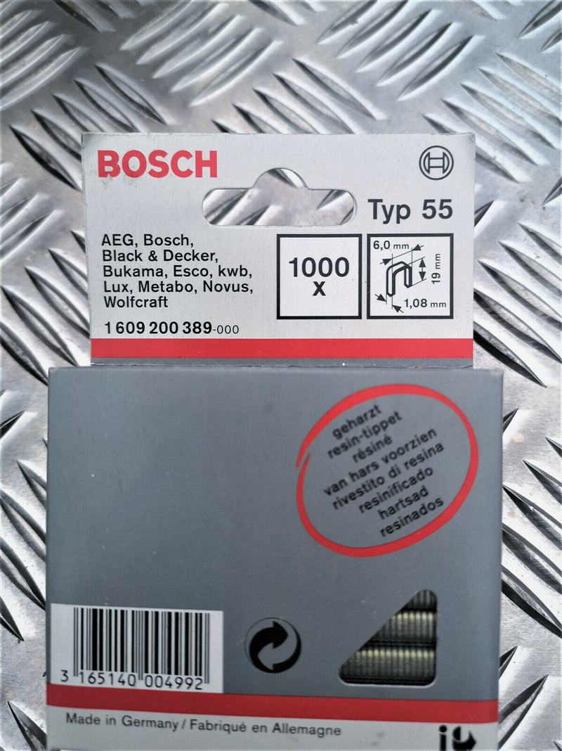 1000 Bosch Flachdrahtklammer geharzt TYP 55 6 x 19 mm 1 609 200 389 1609200389
