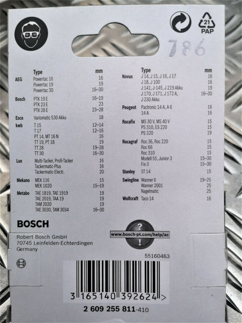 1000 Bosch Tackerstift Nagel Typ 47 1,8 x 23 mm 2609 255 811 2609255811