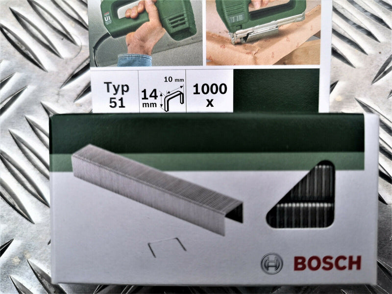 1000 Bosch Flachdrahtklammer Klammer TYP 51 10x1x 14 mm 2609255834 / 2609200203